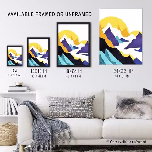 Artery8 Alps Mountain Range Abstract Geometric Wall Art Poster Print, Multicolour, W: 46 cm, H: 61 cm – 3