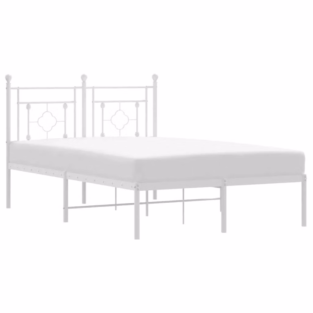 Berkfield Home Metal Bed Frame with Headboard, White, W/D/H: 120 x 200 cm – 2