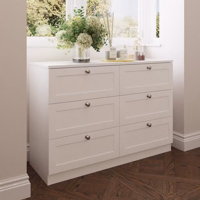 FWStyle Shaker Style 6 Drawer Chest of Drawers in Matt White