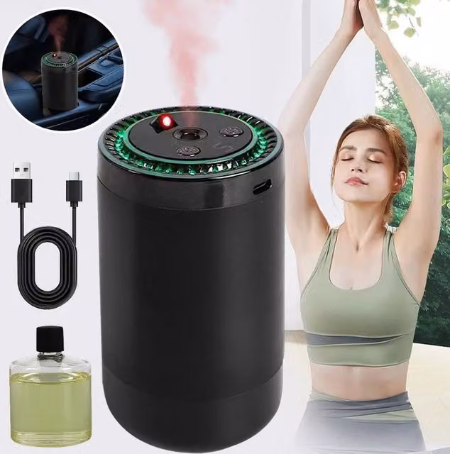 NESTLUNE LED Car Essential Oil Diffuser and Air Humidifier, Black, W: 100 cm, H: 15 cm – 1