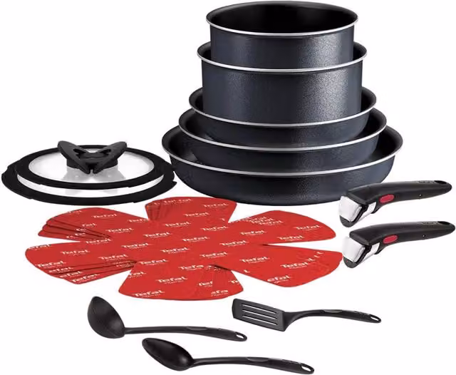 Tefal Ingenio So Light 16-Piece Non-Stick Pot and Pan Set, Black
