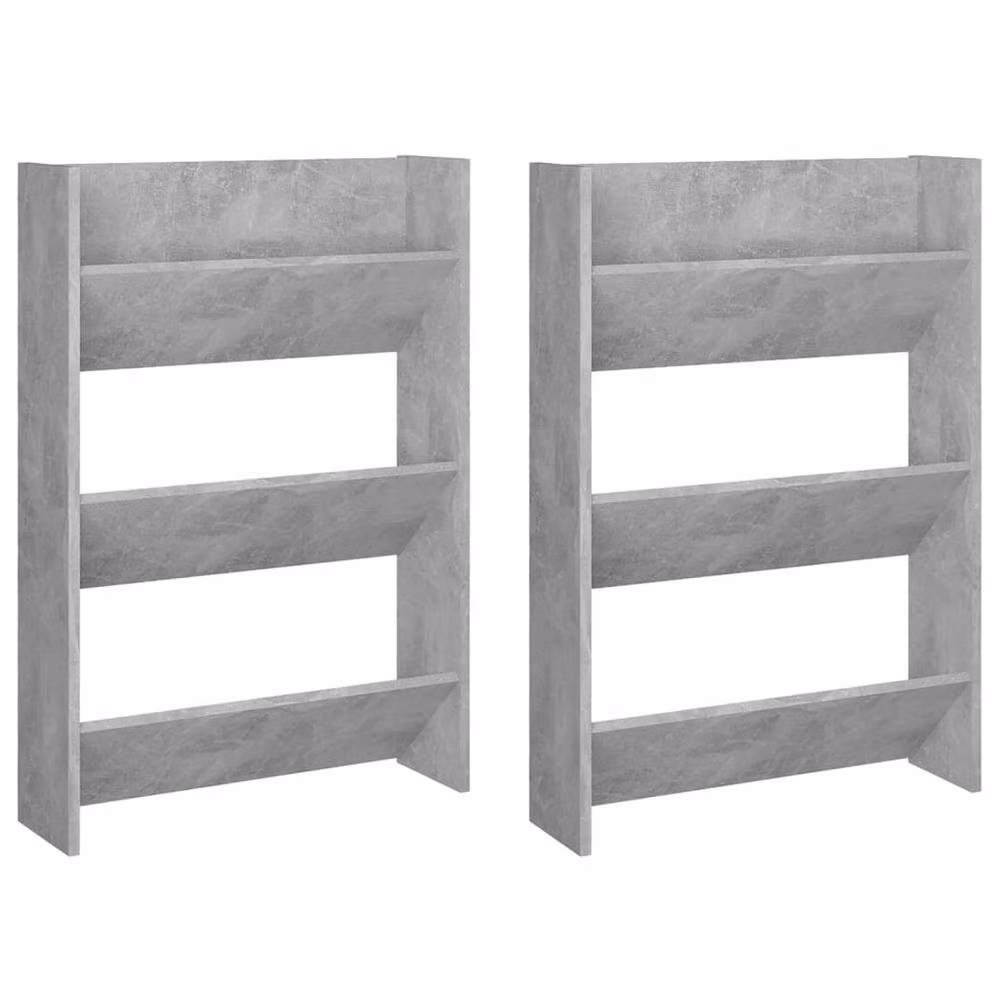 Berkfield Home Wall Mounted Shoe Cabinets, 2 Piece Set, Concrete Grey, W: 60 cm, D: 18 cm, H: 90 cm – 3