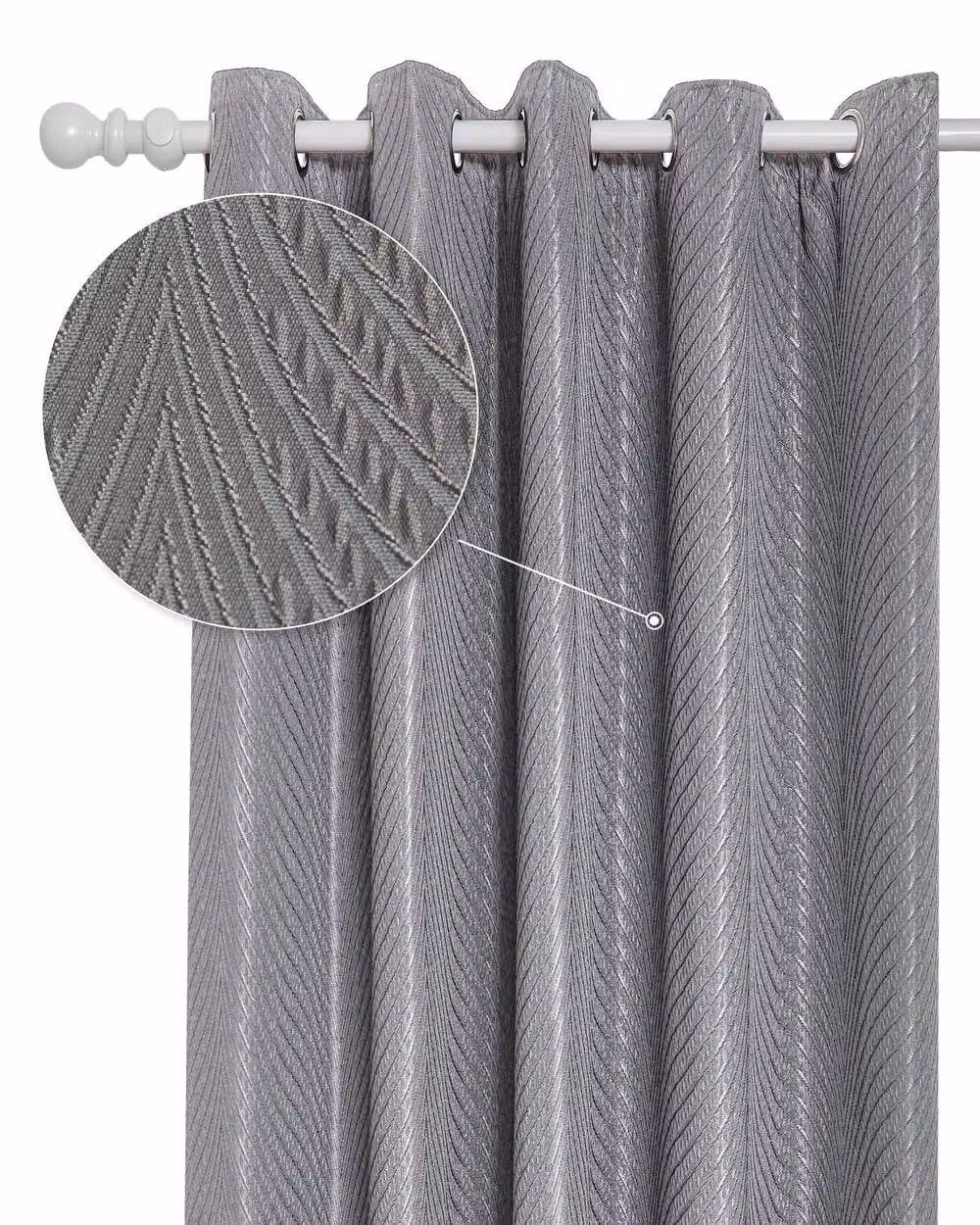 New Edge Blinds Wave Woven Jacquard Curtains in Navy and Charcoal, Width: 168 cm, Drop: 183 cm – 2