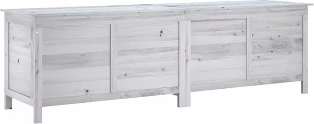Berkfield Home Garden Storage Box in White Solid Wood Fir, W/D/H: 198.5 x 50 x 56.5 cm