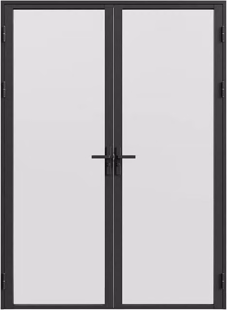 Loxton Reversible Double Swing Door Block in Black Aluminium and Frosted Glass – 1