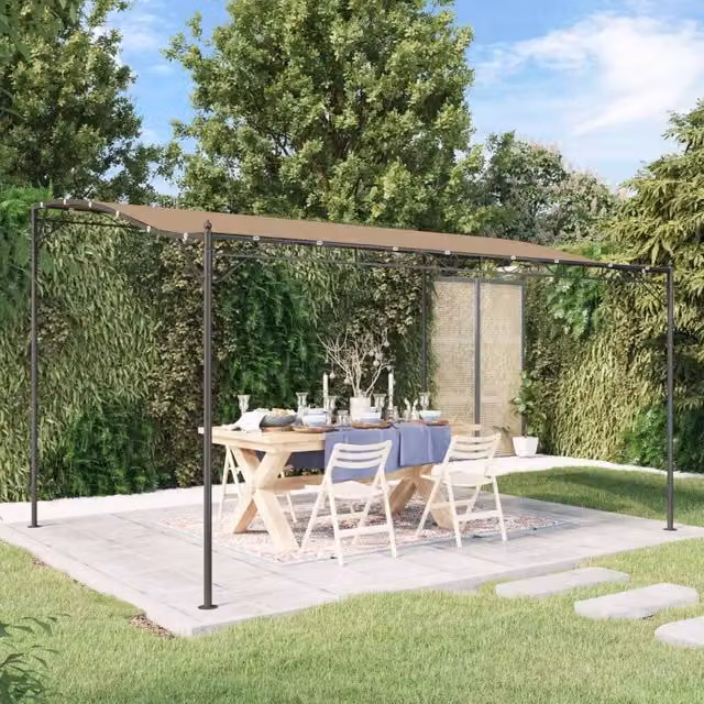 Berkfield Home Curved Garden Canopy in Beige with Steel and Polyester Fabric