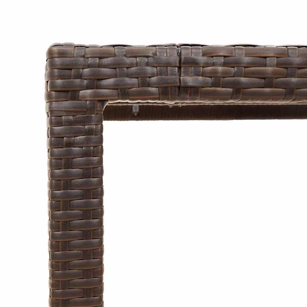 Berkfield Home Brown Poly Rattan Square Garden Table with Glass Top W/D/H: 90 x 90 x 75 cm – 6