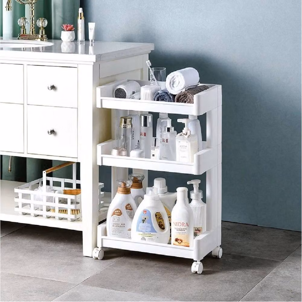 EONLION 3 Tier Slim Rolling Storage Cart Utility Trolley in White – 4