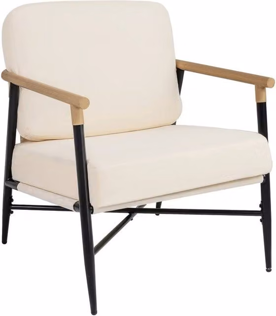 Kelvenix Modern Lounge Accent Armchair in Beige with Metal Frame and Armrests – 1