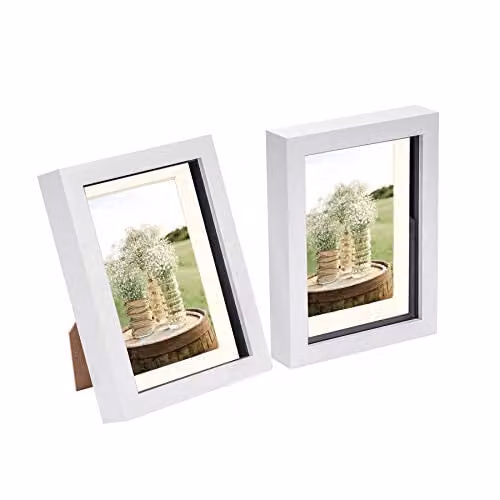 Nicola Spring Rectangular Single Tabletop Photo Frame in White and Beige, W/H: 15 x 20 cm