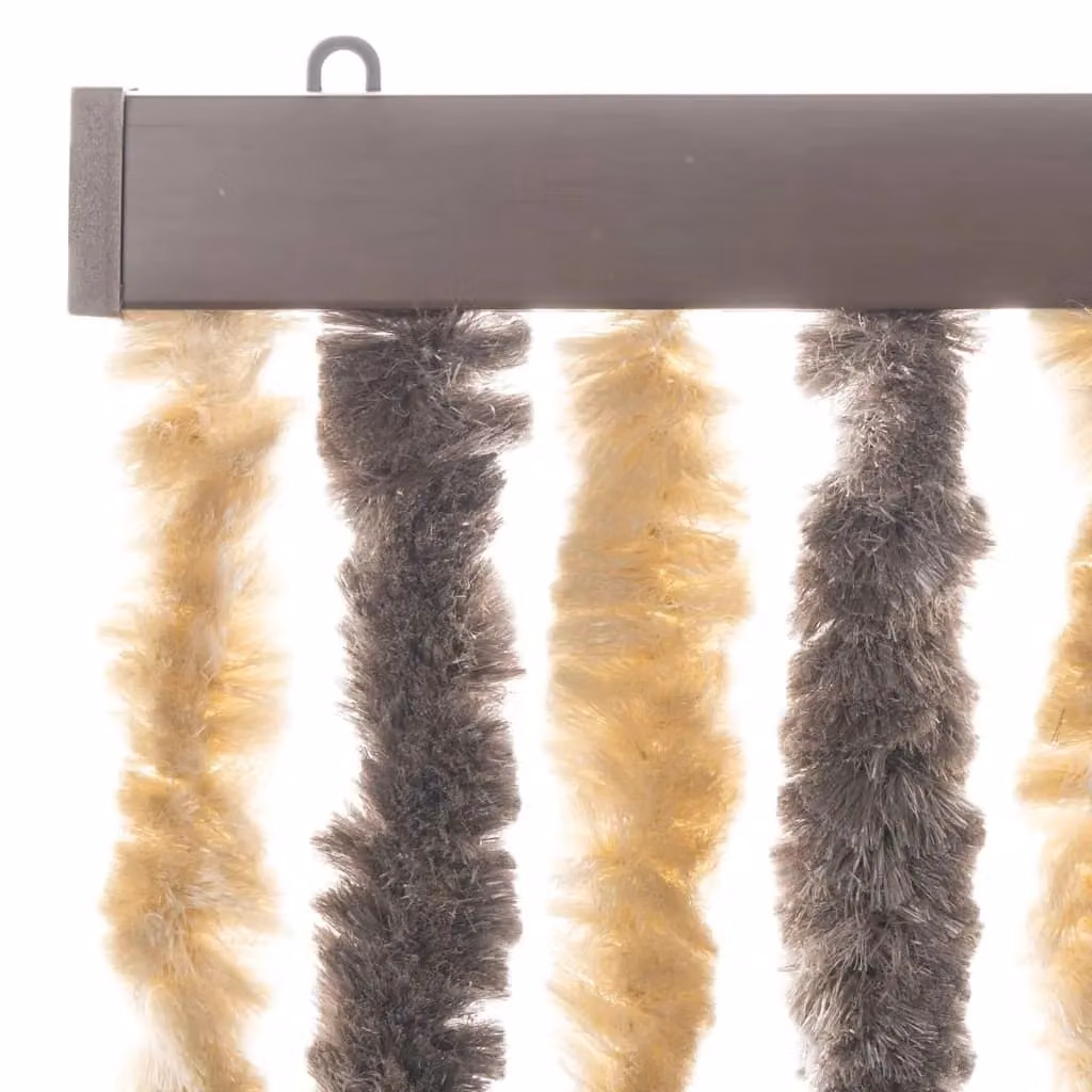 Berkfield Home Chenille Fly Curtain in Dark Brown and Beige, W: 90 cm, H: 220 cm – 3