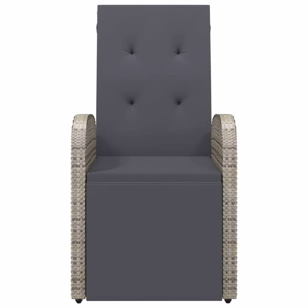 Berkfield Home Reclining Garden Chairs with Cushions, 2 Piece Set, Grey Poly Rattan and Steel – 4
