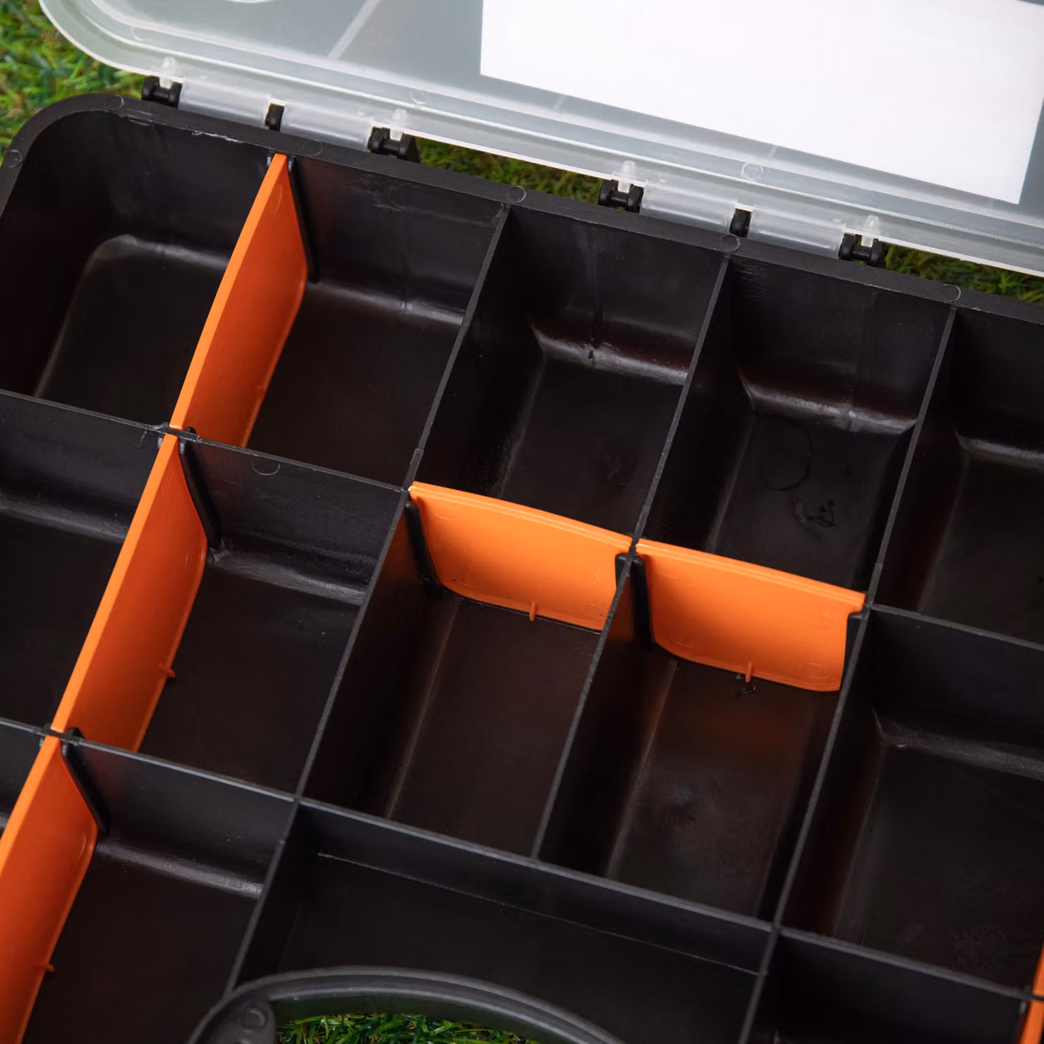 Samuel Alexander 15 Compartment Plastic Storage Box with Lid, Black and Transparent – 4