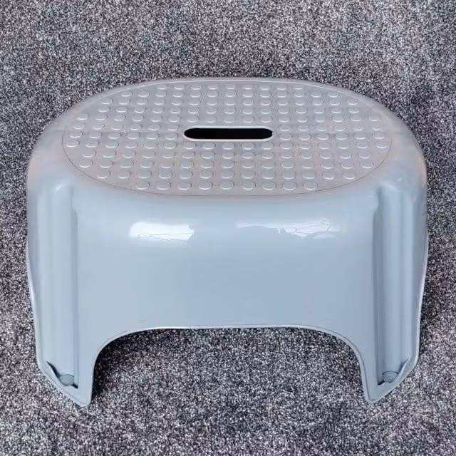 RSW Anti-Slip Grey Plastic Step Stool, W/D/H: 43.0 x 43.0 x 33.0 cm