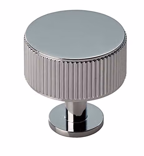 Loops Lined Radio Cupboard Door Knob in Polished Chrome, 35mm Diameter