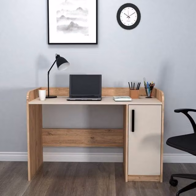 Destina Home Luses Computer Desk with Cabinet in Beige – 1