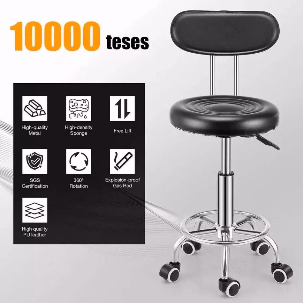 PAWNORA Swivel Barber Chair in Black with Synthetic Leather and Metal Frame – 3