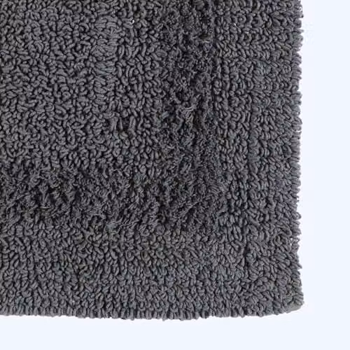 Homescapes Luxury 2 Piece Cotton Bath Mat and WC Pedestal Mat Set in Grey – 4
