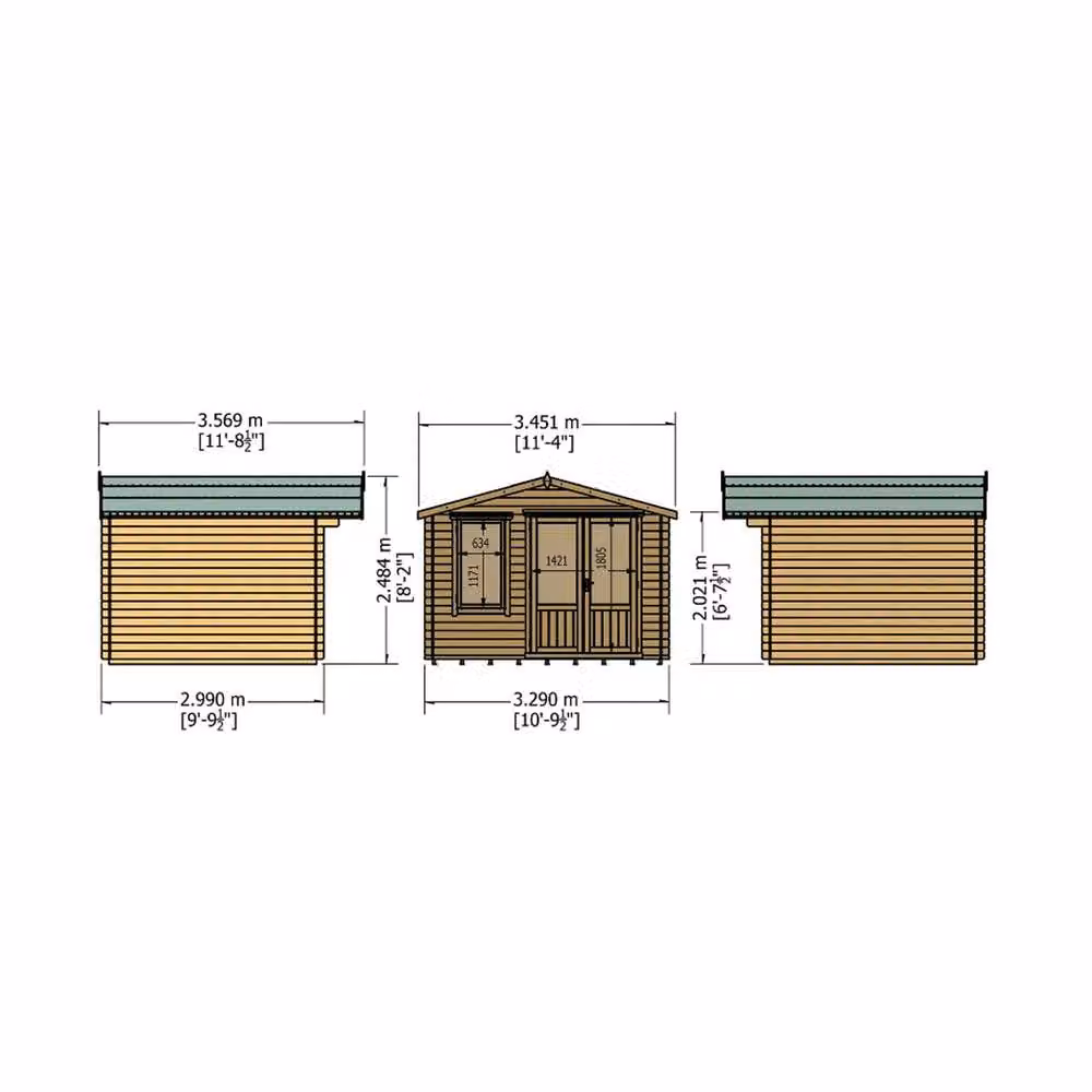Shires Berryfield Log Cabin Garden Room and Home Office in Brown – 2
