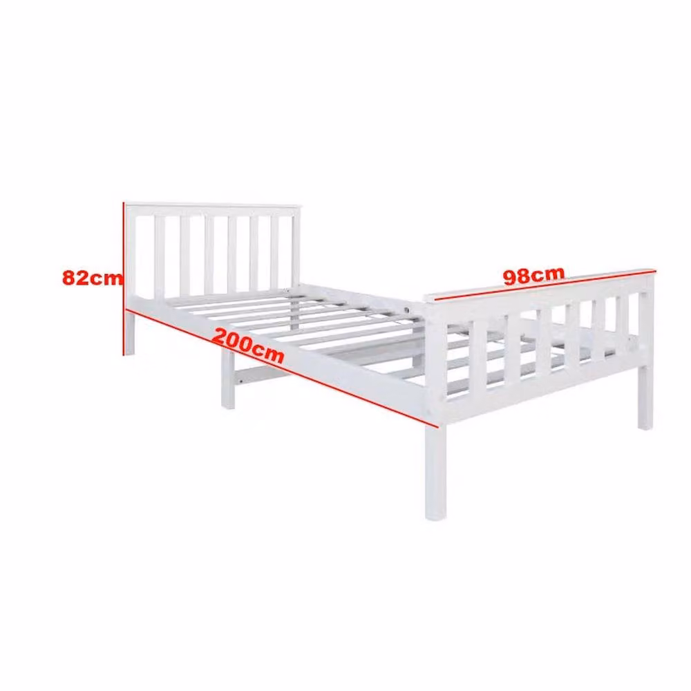 FLAVORA Shaker Style Single Pine Bed Frame in White, W/D/H: 90 x 190 cm – 2