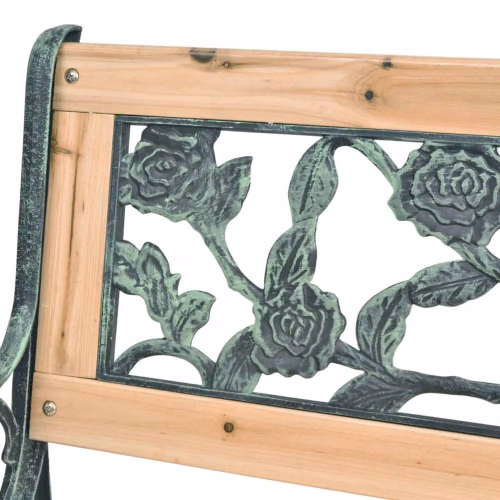 Berkfield Home Decorative Floral Garden Bench in Beige Wood and Metal, W: 122 cm – 3