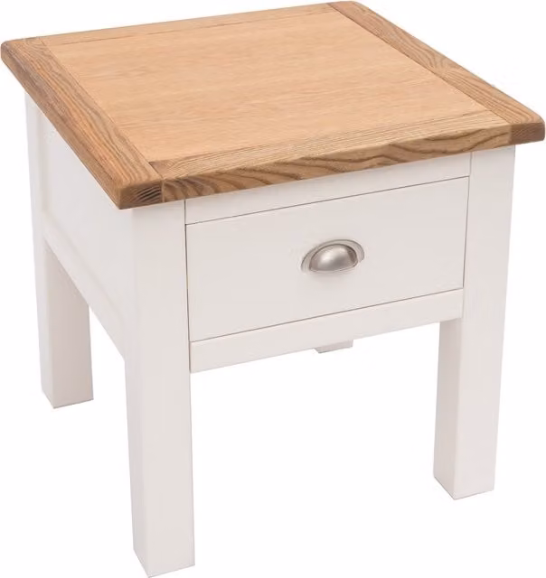 Cabinet Bits Lovere 1 Drawer Large Lamp Table in Off White and Satin Chrome