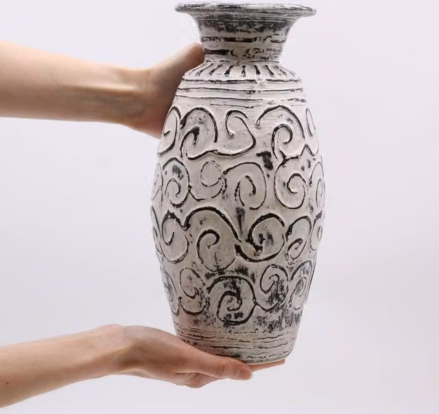 Serenityy Abstract Ethnic Ceramic Tabletop Vase in White, Black or Beige – 1