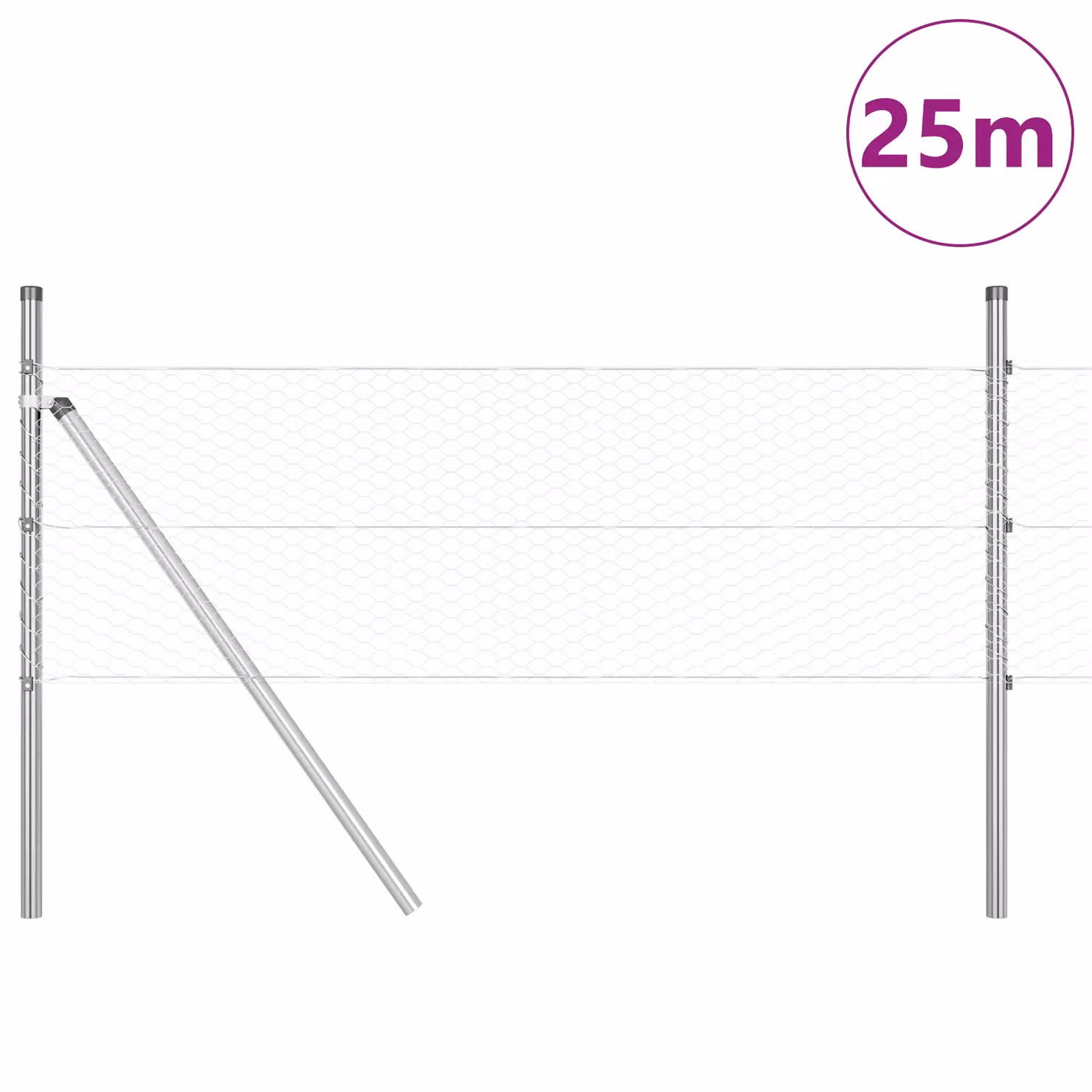 Berkfield Home Hexagon Fence in Silver Galvanised Steel, W: 0.4 m, L: 25 m – 2