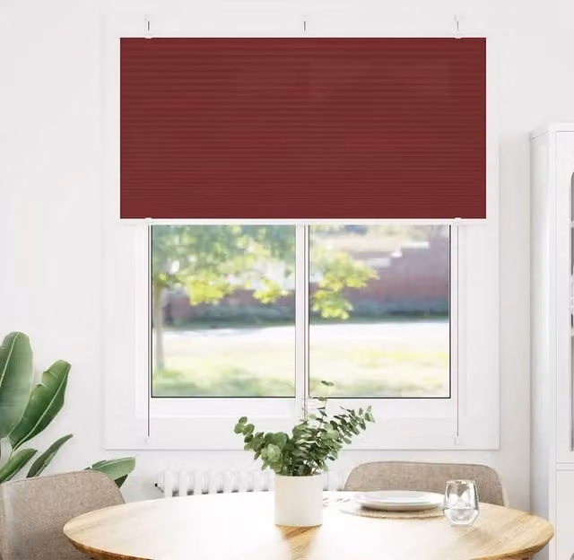 Berkfield Home Single Pleat Corded Blind in Bordeaux Red, W: 115 cm, H: 100 cm – 1