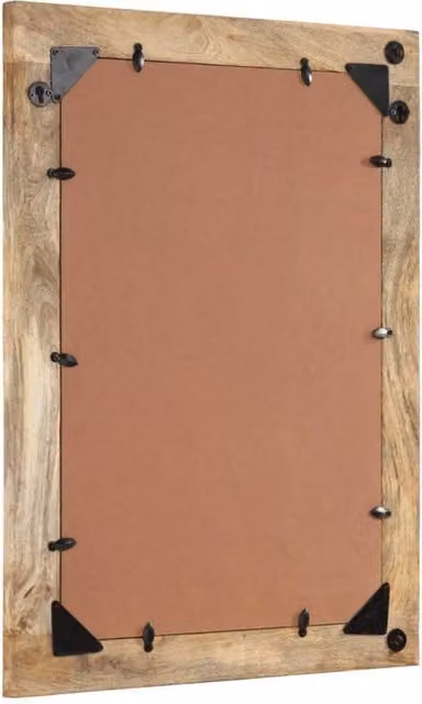 Berkfield Home Beautiful Rectangular Bathroom Mirror in Brown with Solid Mango Wood and Glass, W: 50 cm, H: 70 cm, D: 2.5 cm
