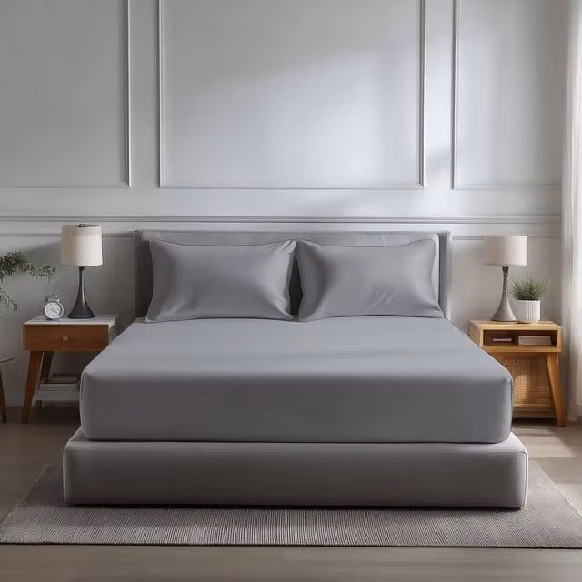 Snug City Double Microfibre Soft Touch Extra Deep Fitted Sheet in Silver, W/D/H: 140 x 200 x 40 cm