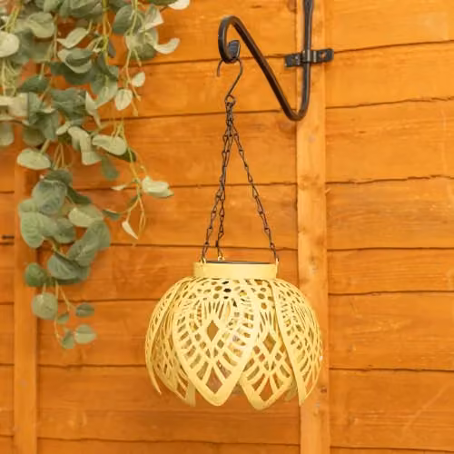 ValueLights Yellow Solar Powered Metal Hanging Garden Lantern – 3