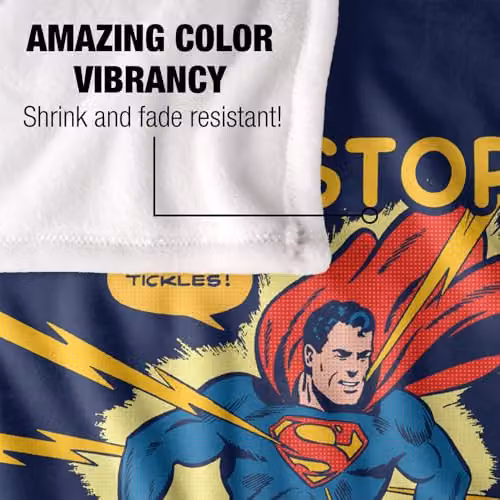 Warner Bros. Superman It Tickles Super Soft Fleece Throw Blanket for Children, Multicolour – 3