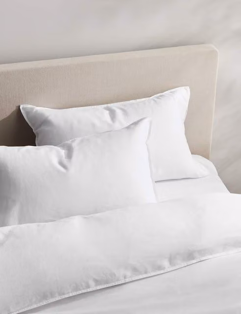 M&S 2 Pack Breathable Pure Linen Standard Pillowcases in White