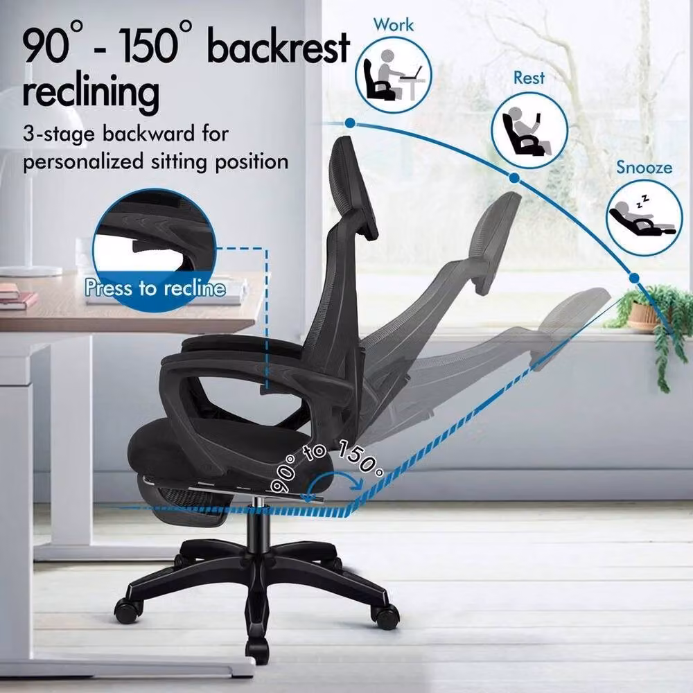 FORGEVIO Ergonomic Mesh Office Chair with Headrest and Armrests in Black – 4
