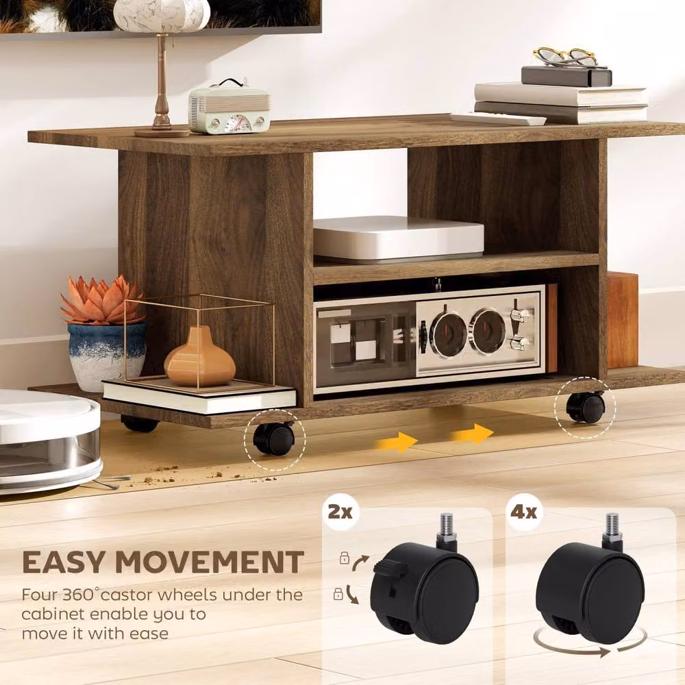 Wyld Haus Avavello Mobile TV Unit with Shelves and Castor Wheels, Brown, W/D/H: 80 x 40 x 40 cm – 5