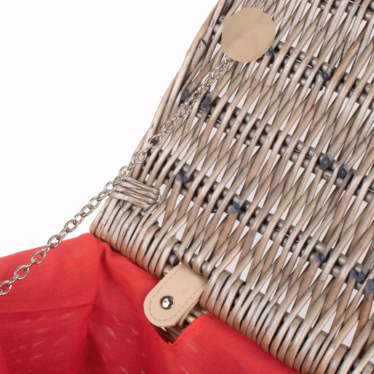Red Wicker Picnic Basket Hamper with Cotton Lining in Antique Wash Red – 3