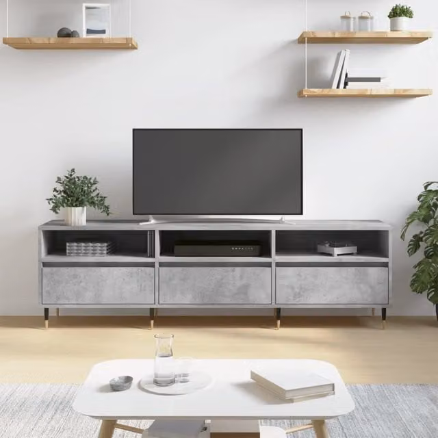 Berkfield Home Modern TV Cabinet in Concrete Grey, W: 150 cm, D: 44.5 cm, H: 44.5 cm – 1
