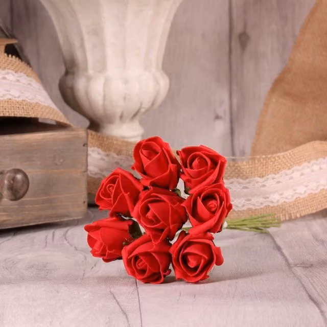 Kingsbury Gifts Bunch of 8 Red Foam Tea Rose Buds