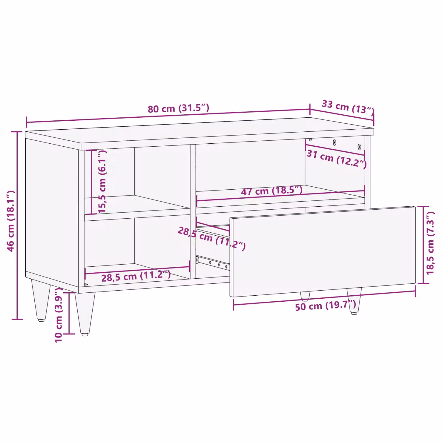 Berkfield Modern Home Media Cabinet in Honey Brown Solid Mango Wood and Engineered Wood – 7