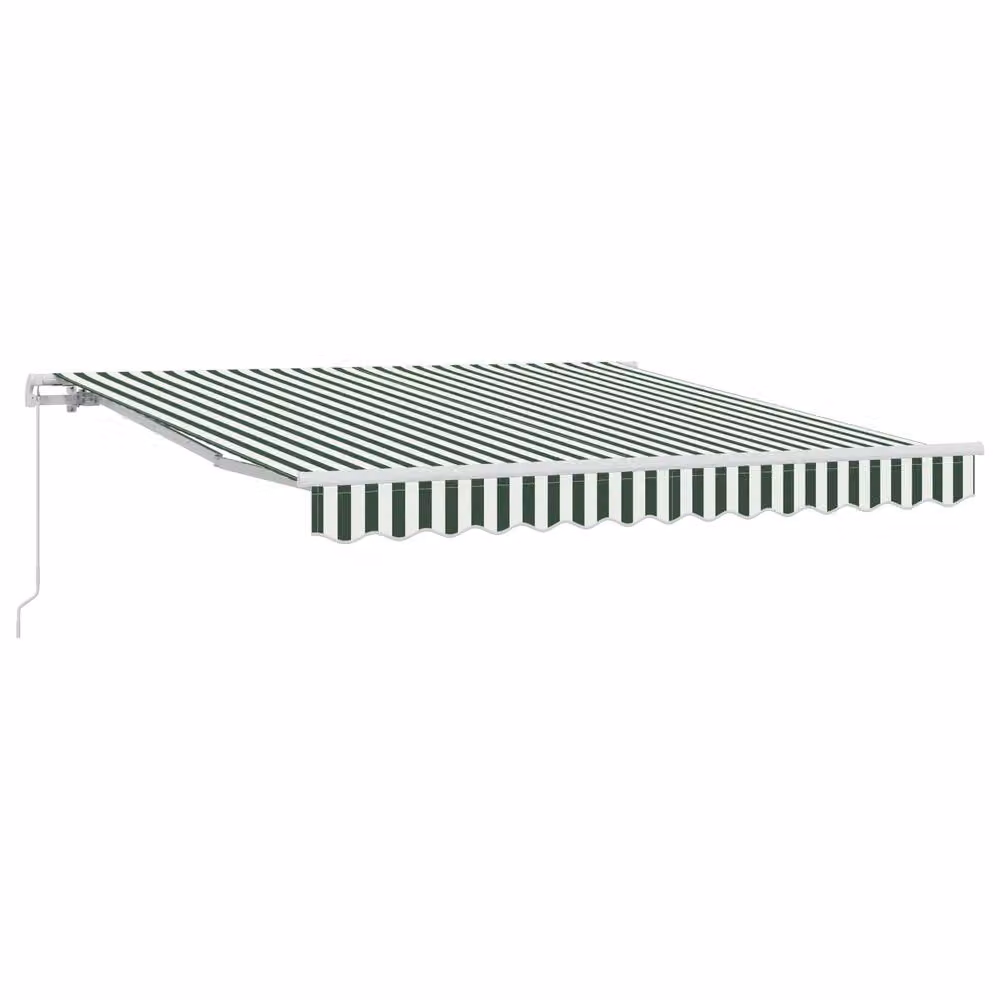 Berkfield Home Manual Retractable Wall-Mounted Awning in Green and White, W: 300 cm, D: 250 cm – 2
