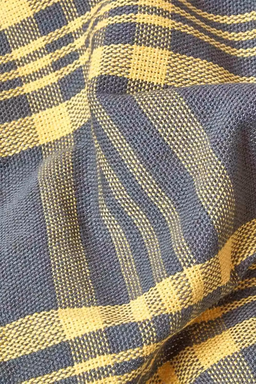 Homescapes Yellow and Grey Tartan Check Cotton Sofa and Bed Throw W/D/H: 225 x 255 cm – 3