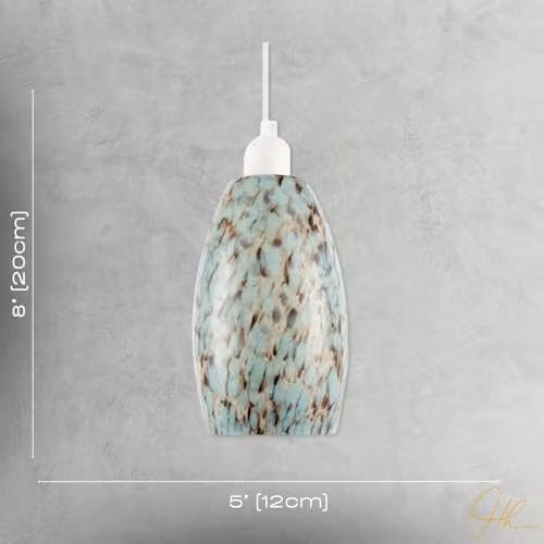 Happy Homewares Modern Marble Effect Glass Cylindrical Pendant Light Shade in Blue and Brown, W/D/H: 20 x 12 x 12 cm – 3