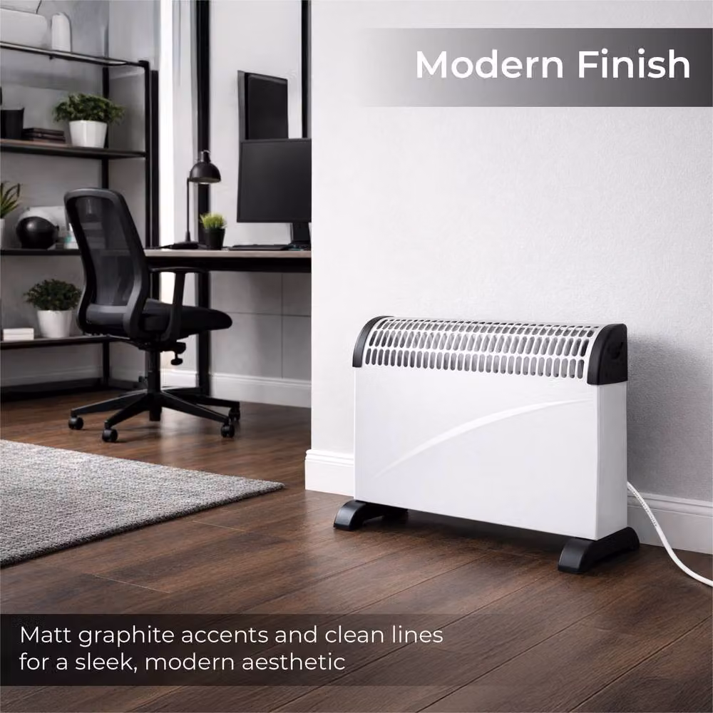 Prem-i-air 2kW Freestanding Convector Heater with Thermostat and Overheat Protection, White – 4