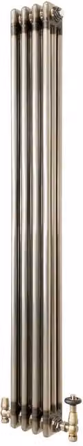 Monstershop Traditional 3 Column Steel Radiator with Integrated Valves, Silver, H: 150 cm x W: 20 cm