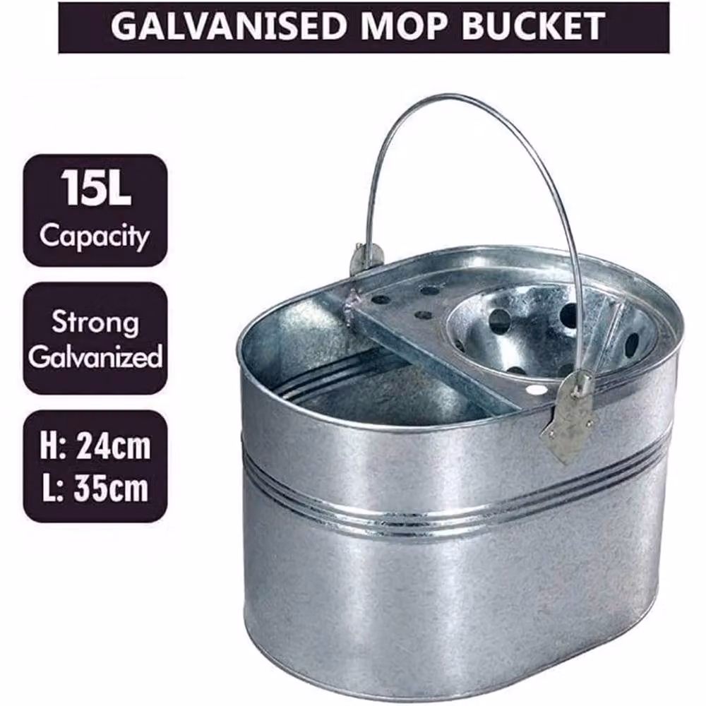 SPETLEK Heavy Duty Metal Mop Bucket with Wringer, 15L, Silver – 2