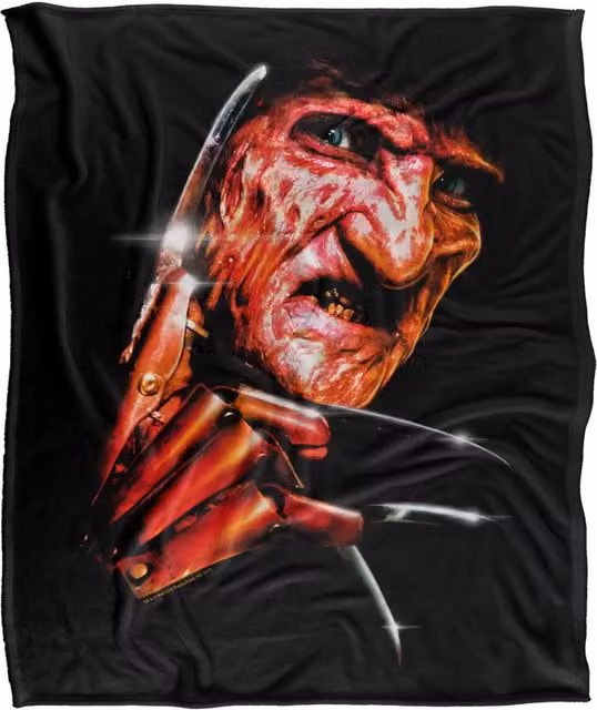 Warner Bros. Nightmare On Elm Street Freddy's Face Super Soft Silky Touch Throw Blanket, Large, Multicolour and Black – 1