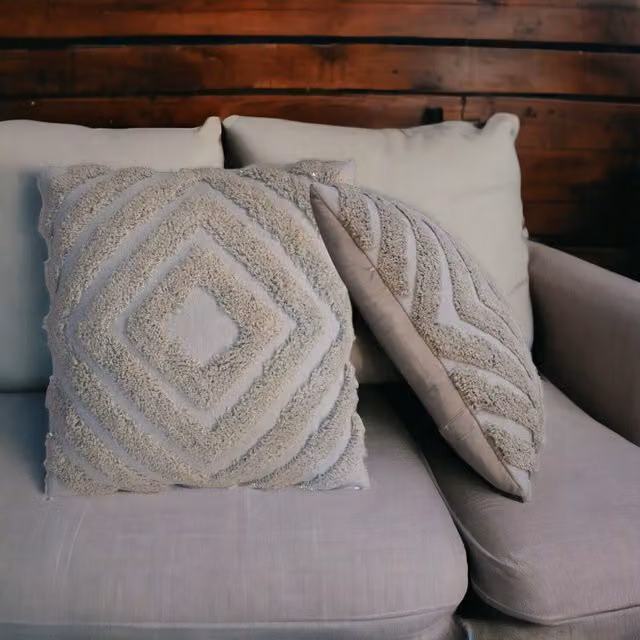 Artisan Furniture Grey Diamond Cotton Cushion Set of 2 – 1