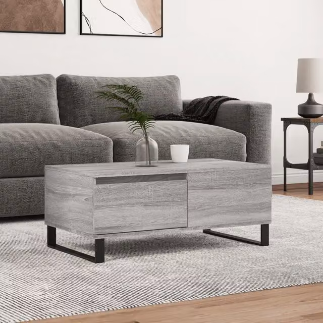 Berkfield Home Grey Sonoma Coffee Table, W: 90 cm, D: 50 cm, H: 36.5 cm