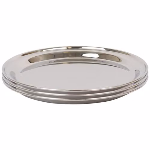 Argon Tableware Set of 3 Stainless Steel Serving Platters in Silver, Diameter: 40.5 cm – 1